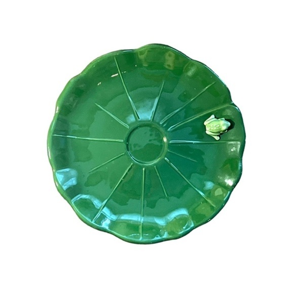 Vintage MCM Rare Portuguese Majolica Frog Platter and Lotus Flower Ceramic Bowl - Picture 14 of 16